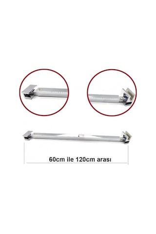 Duşakabin Teleskopik Cam Gergi Çubuğu 60-120 Cm Gümüş
