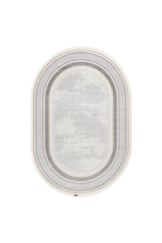 Trend Tr003s Oval Bej Akrilik Pamuk Modern Yumuşak Mutfak Yatak Odası Salon Oturma Odası Halısı-1080 Gri - Gold