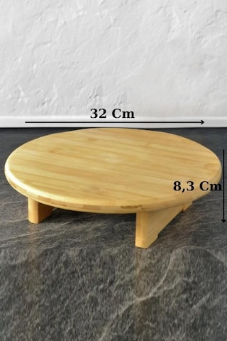 Digithome Bambu Tezgah Üstü Ayaklı Yuvarlak Kesim Panosu Servis Ve Sunum Tahtası 32 Cm Kahverengi - Thn76059 C1-1-18