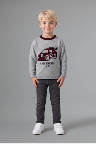 Defacto Oversize Basic Araba Desenli Kazak Erkek Bebek H9286a526wngr400 Gri-gr400
