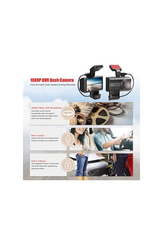 Trendooze Springsun 1080p Dvr Çift Kameralı 170 Geniş Açı Gece Görüşü G-sensörü Döngüsel Kayıt Hh