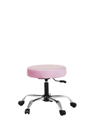 Marka Elz Krom Ayakli 360 Derece Dönen Tabure Baby Face Kumaş Pembe