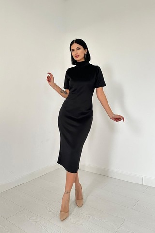 De'charme Siyah Balıkçı Yaka Elbise