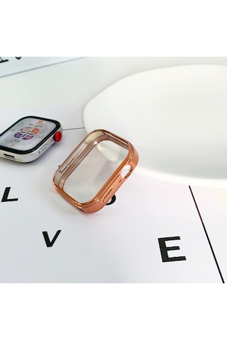 Huawei Watch Fit 3 Uyumlu Kasa Ekran Koruyucu 360 Tam Koruma Kılıf Kapak Rose Gold
