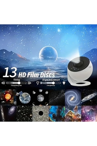 Honeybeeshop Beyaz Dynamic Globe 13 Parça Film Galaksi Projektörü Akıllı Işık 360 Dönebilir Planetaryum Led Lambası 4k Hd Ev Sineması Yatak Odası Dekorasyonu