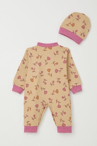 Breeze Kız Bebek Tulum Çiçek Desenli 0-6 Ay, Açık Kahverengi Açık Kahverengi