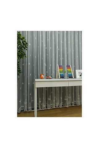 Perdealemi Yelkenli Çapa Desenli Çocuk Odası Tül Perde, 350x250, Normal Pile, 1/2.5 Çok Renkli
