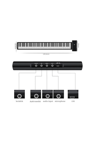 Taşınabilir Piyano 88 Tuş Dijital 128 Ritim,mıdı,usb, Eğitim Performans Desteği Dahili Hoparlör