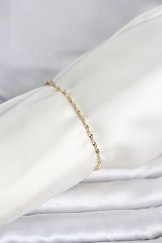 Ceylan Adam Cm 14k Gold Renk Yassı Ezme Burgu Model Kadın Bileklik Çok Renkli