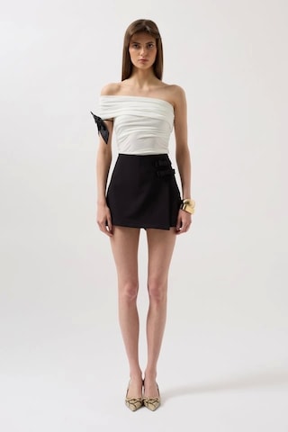 Fiyonk Detay Mini Etek Siyah