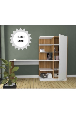 Bicabin Narin Raflı Dolaplı Çalışma Masası Mdf