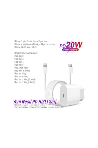 Apple Uyumlu iPad Pro 12.9 2. Nesil 1. Nesil 20w Hızlı Şarj Aleti Adaptörü 20w Ligtning Şarj Kablosu