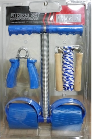 Multifonksiyonel 4lü Fitness Seti Spor Seti Mavi