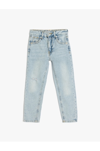 Koton Pamuklu Beli Ayarlanabilir Lastikli Denim Pantolon Lıght Indıgo 5skb40015td Açık Mavi