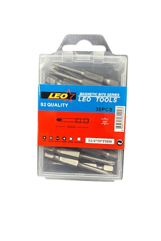 Leo Ph00 50mm ¼ S2 Kalite Mıknatıslı Bits Yıldız Uç 30 Adet
