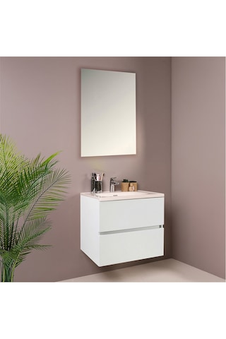 Kobos Simple 60 Cm Çekmeceli Banyo Dolabı Seti Bianco Beyaz