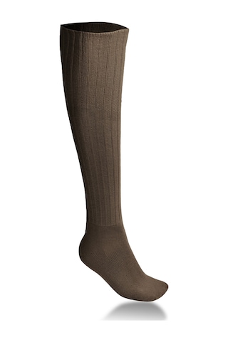 Ciho Socks 4 Çift Uzun Diz Altı Kahverengi Kışlık Kadın Yünlü Çizme Uyku Çorabı Soft Touch Kahverengi