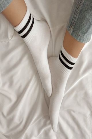 Ozzy Socks 3 Çift Çizgili Kolej Çorabı Sarı Gri Beyaz Pamuklu Tenis Çorabı Seti Karışık