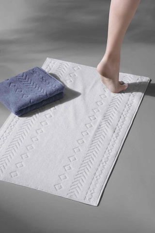 Oscuro Bathmat Sky - Ekstra Yumusak, Modern %100 Pamuk 50X75Cm. A Beyaz