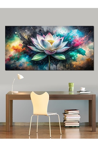 Kanvas Tablo Mavi Ve Yeşil Lotus Çiçeği