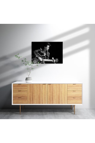 Cakasepetim Elvis Presley Elektrogitar Ve Mikrofon Sb Ahşap Mdf Tablo