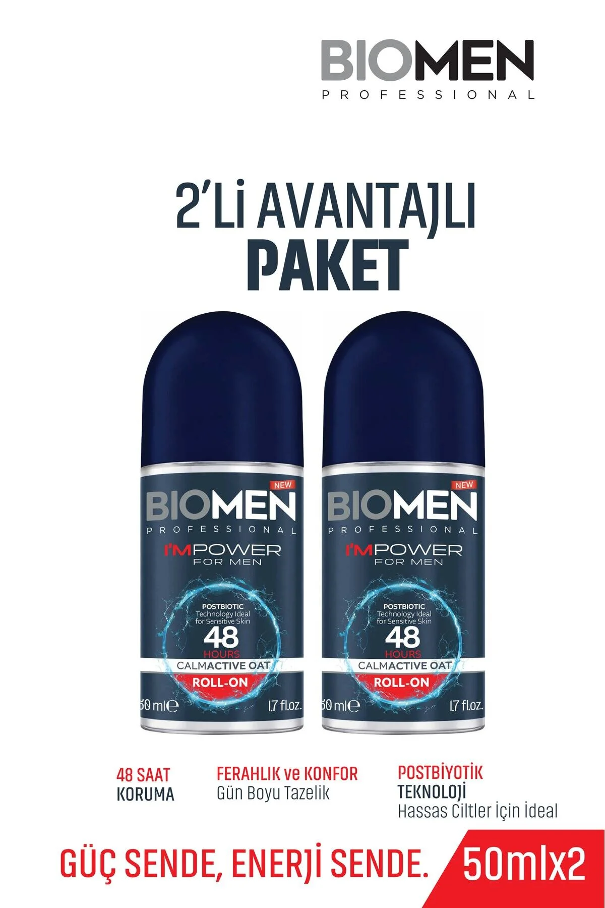 Biomen I'm Power Erkek Roll-On Deodorant 2 x 50 ML