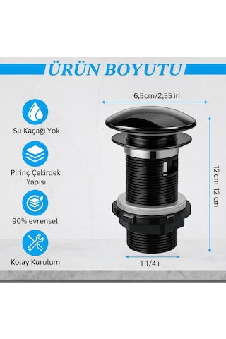 Parlak Bas-aç Pop-up Lavabo Gider Süzgeç Sifonu Lavabo Gider Borusu Dahil