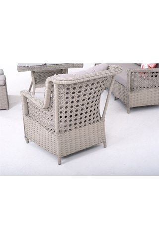 Gardenya Bahçe Lusso 3'lü El Örgüsü Rattan Bahçe Balkon Ve Teras Mobilya Takımı Oturma Grubu 708