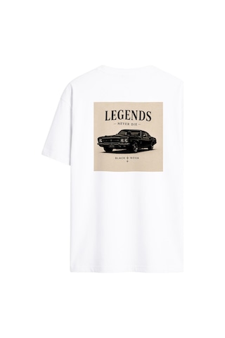 Black Nova Oversize Baskılı Unisex Tişört Legend Car Beyaz