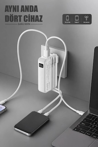 20000 Mah Type-c Lightning Powerbank Trm-1027 22,5w Yedek Güç Aktif Yaşam Kablolu Şarj Çok Renkli