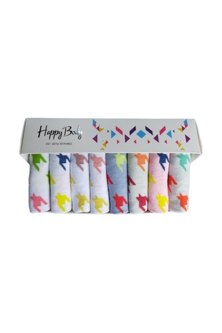 Happy Body Art.23301 Yarasa Motifli Kadın Penye Pamuklu 8 Çift Çok Renkli