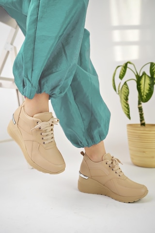 Muggo Nepal Garantili Kadın Ortopedik Yüksek Taban Günlük Bağcıklı Sneaker Spor Ayakkabı 001