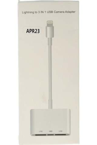 Apr23 Apple iPhone Uyumlu  Otg 3in1 - Beyaz 1