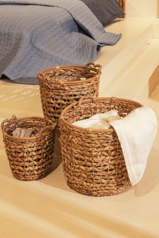 Meander Su Sümbülü Yuvarlak Naturel Sepet 3lü Set 5115 Naturel