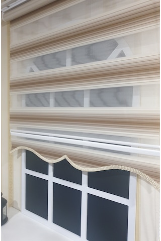Zebra Stor Plise Renk Geçişli Açık Kahve Etek Dilimli Stb 483