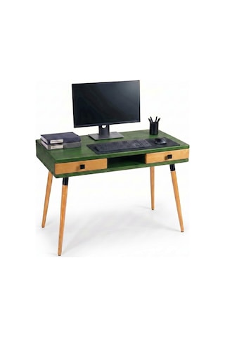 Mobenta Modest Desk: Masif Çalışma & Laptop Masası 2 Çekmece 1 Bölme - 120x60 Ye-tk Yeşil-ahşap