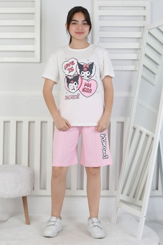 Love Is Kız Çocuk Üst Süprem Alt 2 İp Şort Takım Pembe