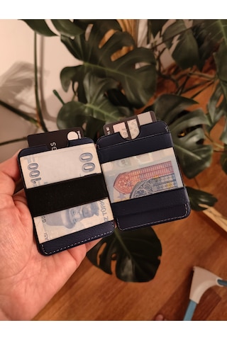 Prava Deri Suni Deri Basic Unisex Kredi Kartlık Lacivert