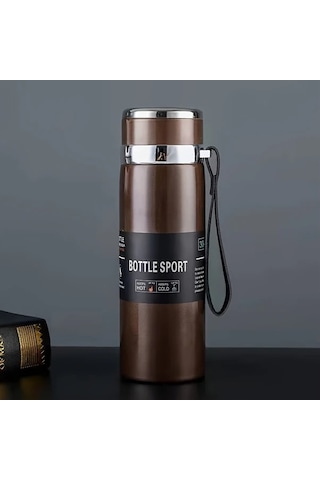 Techbloom Thermos Flask 1000ml Kırmızı Kahverengi Siyah Termos Sıcak Soğuk Tutan Seyahat Kamp Ofis Spor