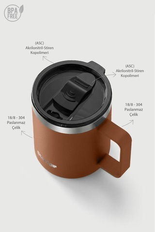 Stevig 1 Cap Daily Mug Kupa Çelik Termos 350 Ml Autumn Leaf St-267 Turuncu
