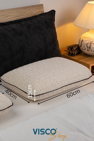 Visco Yastık Risus Ergonomik Yastık Doğal Keten Kılıf 60x40x15cm