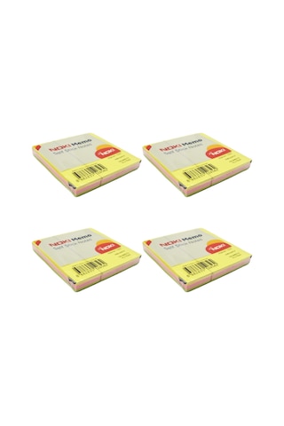 Noki Memo Stick Notes 75x75 Mm Küp Neon Yapışkanlı Not Kağıdı 100 Yaprak 4 Adet 12042