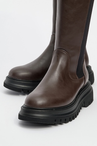 Shadow Kahverengi Streç Detaylı Kadın Çizme Kahverengi