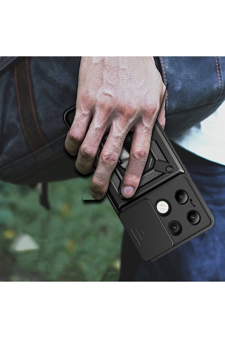 Rba Aksesuar Redmi Note 13 4g Kılıf Magnetik Standlı Kamera Korumalı Rba Sürgülü Vega Kapak - Mavi Mavi