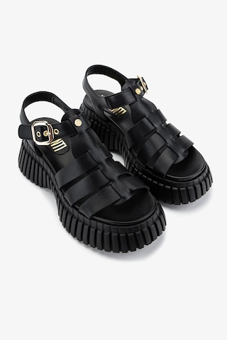 Valmenti Kadın Hakiki Deri Siyah Deri Düz Sandalet 1141 842 Bn Sndlt Y26 Black Leather