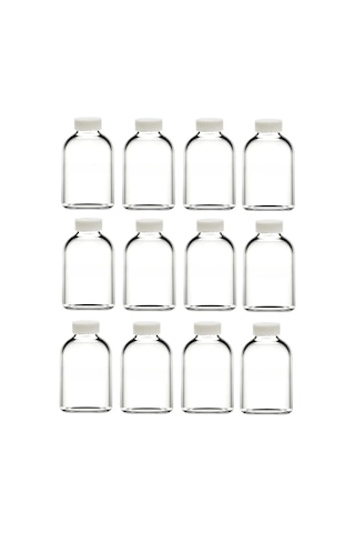 12 Adet Cam 50 Ml Mini Shot Ginger Detox Şişe Plastik Sızdırmaz Kapaklı Kolonya Koku Süs Küçük Şişe Şeffaf