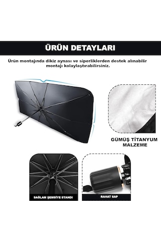 Oto Katlanabilir Güneşlik Şemsiye Ön Camgölgelik 125x75cm Al4521