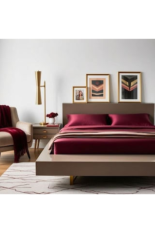 Antibakteriyel Terletmeyen İpek Saten Yastık Kılıfı 2'li 50x70 Bordo Bordo