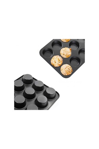 12 Li Muffin Kalıbı Teflon Çelik 100 Muffin Kağıtlı 719516 Çok Renkli