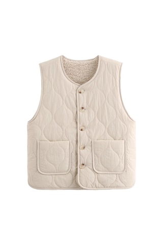 Snapbuy Kadın Yelek, Çift Taraflı Kullanım Ekru